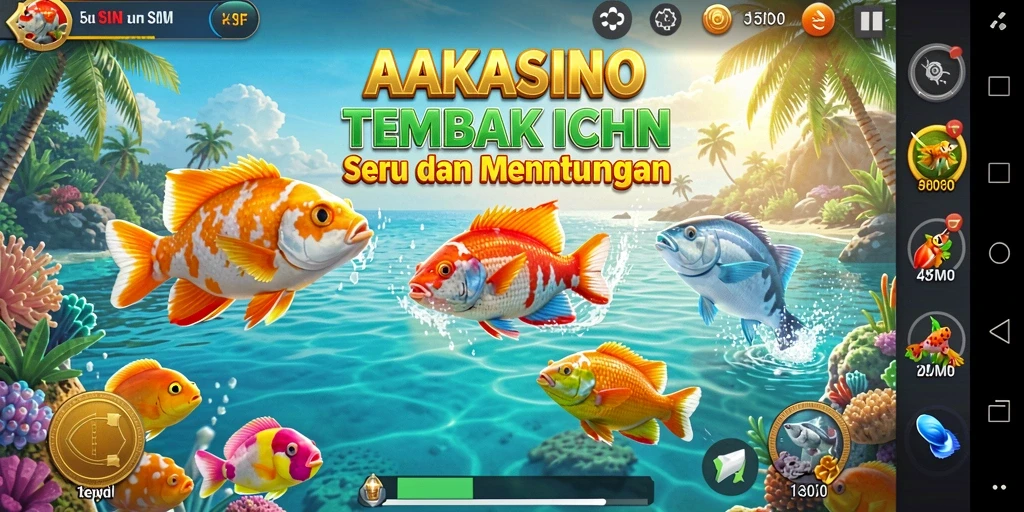 Screenshot utama AAKASINO menampilkan aksi menembak ikan yang seru.