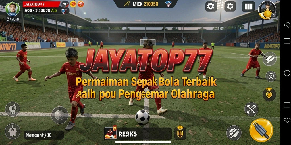 Tangkapan layar <strong>JAYATOP77</strong> menampilkan aksi seru dalam permainan sepak bola.
