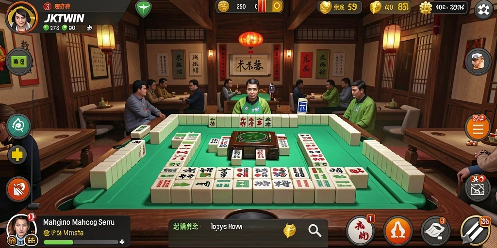 Tampilan gameplay menarik di JKTWIN dengan ubin Mahjong berwarna-warni.
