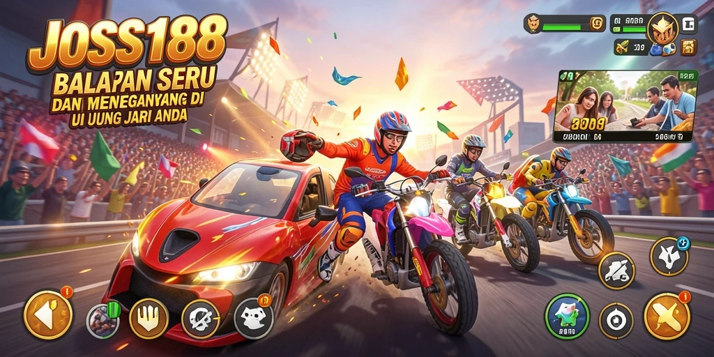 Screenshot gameplay JOSS188 menampilkan balapan seru di trek yang menantang.