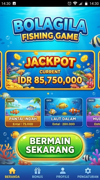 Tampilan aplikasi bolagila di layar smartphone.